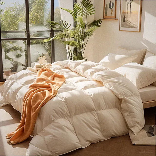 Feather Down Quilt Comforter All Season King Size 100%Cotton White Duvet Inserts