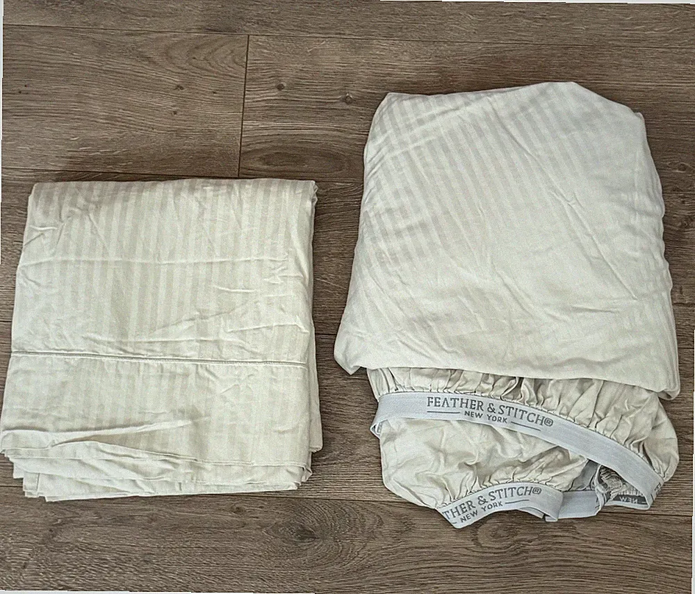 Feather & Stitch 500TC Queen Sheet Set 2pc 100% Cotton Sateen 18in Deep