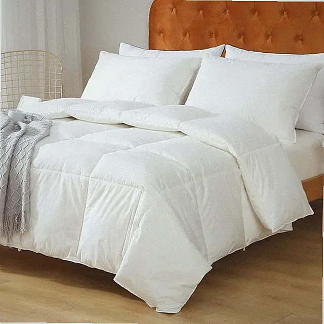 Feathers Down Comforter California King - 100% Organic Cotton Quilted Medium...