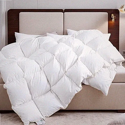Goose Down Feather Fiber Comforter Size Quilted Duvet Insert Queen White
