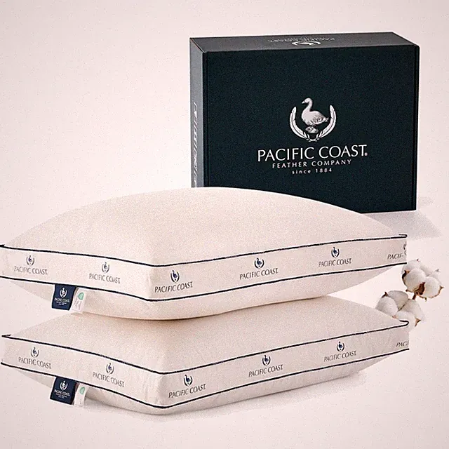 Goose Feather and Down Bed Pillows for Side and Back Sleepers, King Size Set...