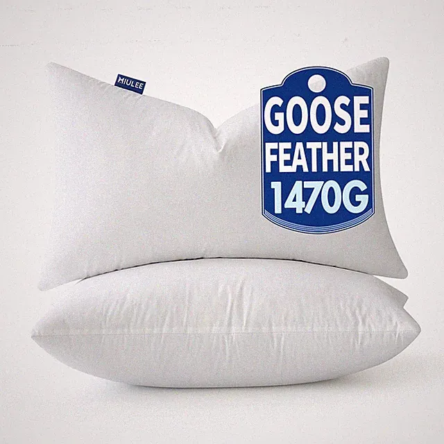 Goose Feather Down Bed Pillows with 100% Cotton Cover, Queen Size Set of 2 So...