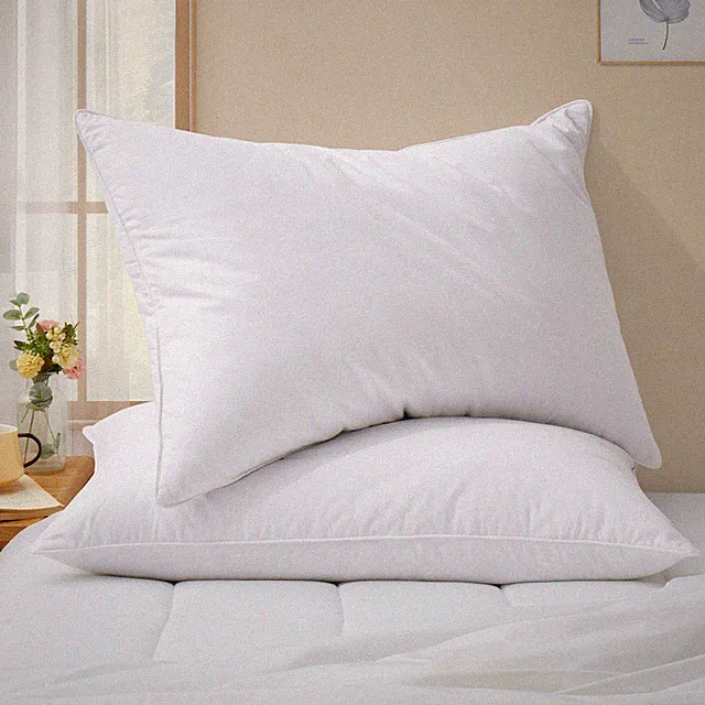 King or Queen Soft Feather Pillows 100% Cotton Shell , Malleable Bed Pillows