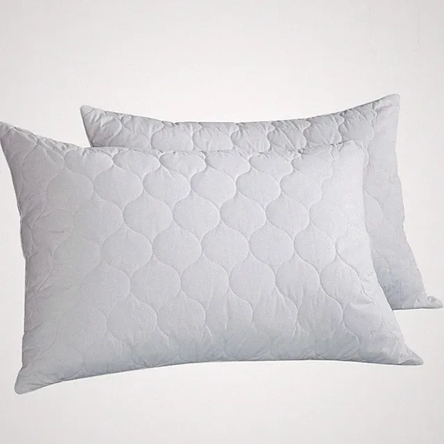 King Size 2 Pack Quilted Bed Pillows White Goose Down Feather Standard Queen