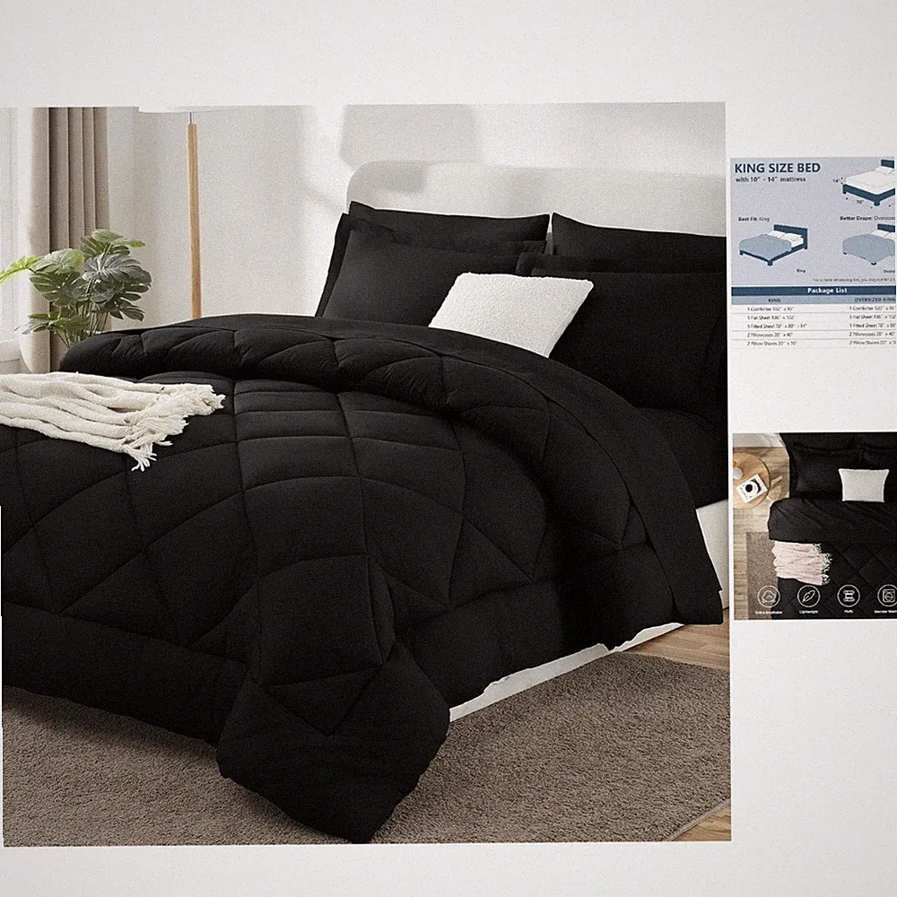 King Size Down Alternative Comforter Set - 7-Piece Luxury Bedding Collection