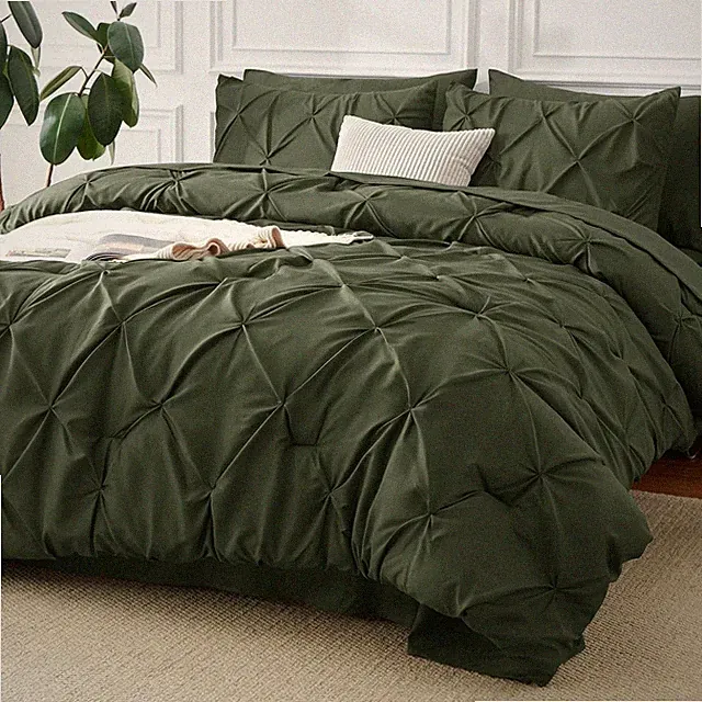 Olive Green Down Comforter Set (King Size) - 7-Piece Bedding Set
