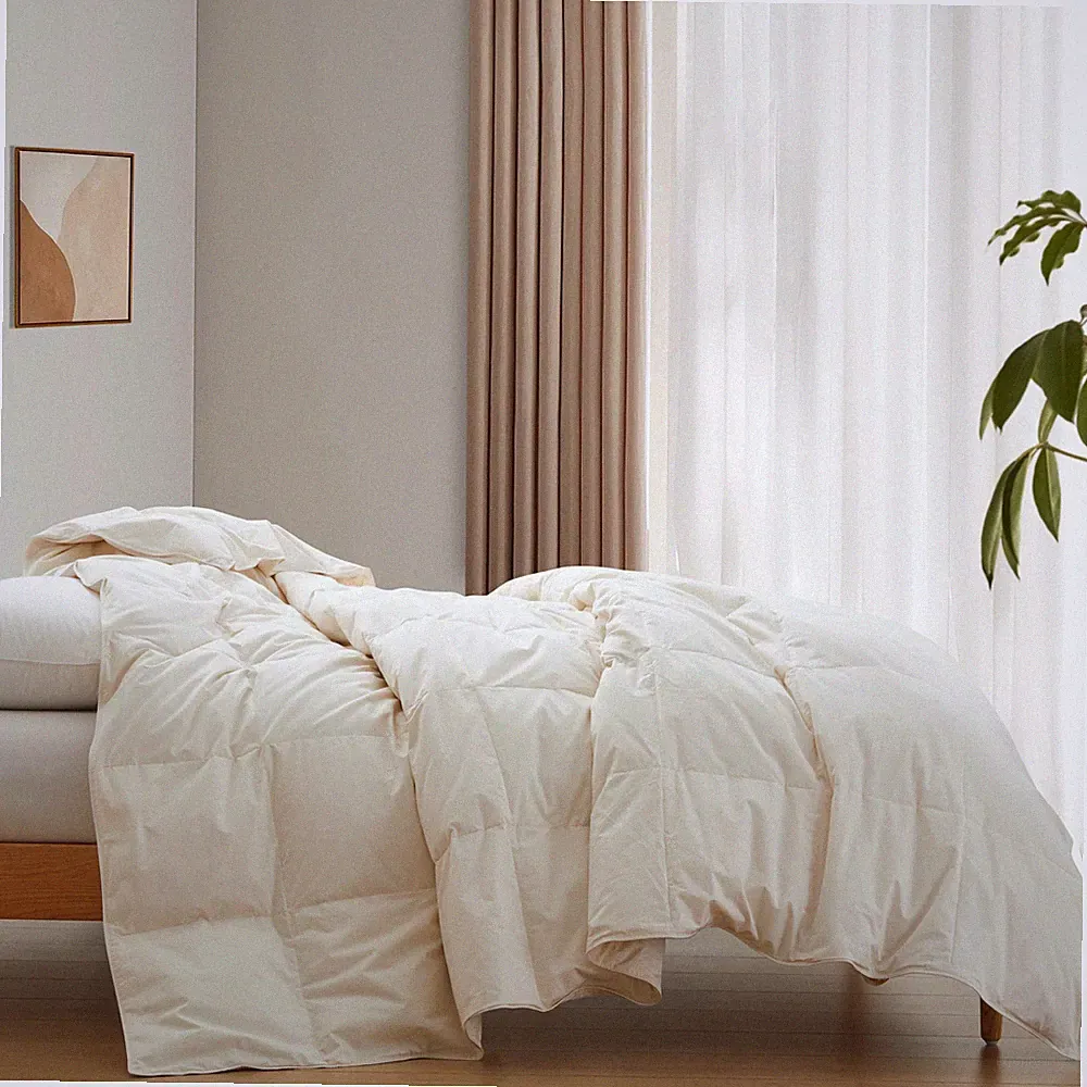 Organic Cotton Lightweight Summer Down Feather Bed Blanket Comforter