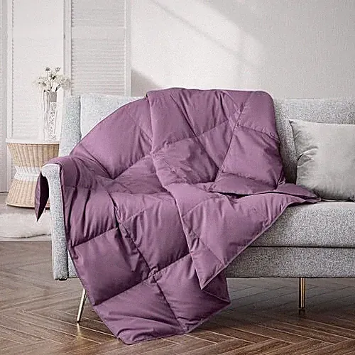 puredown Soft Feather Down Throw Blanket Lightweight Packable Couch Throw for