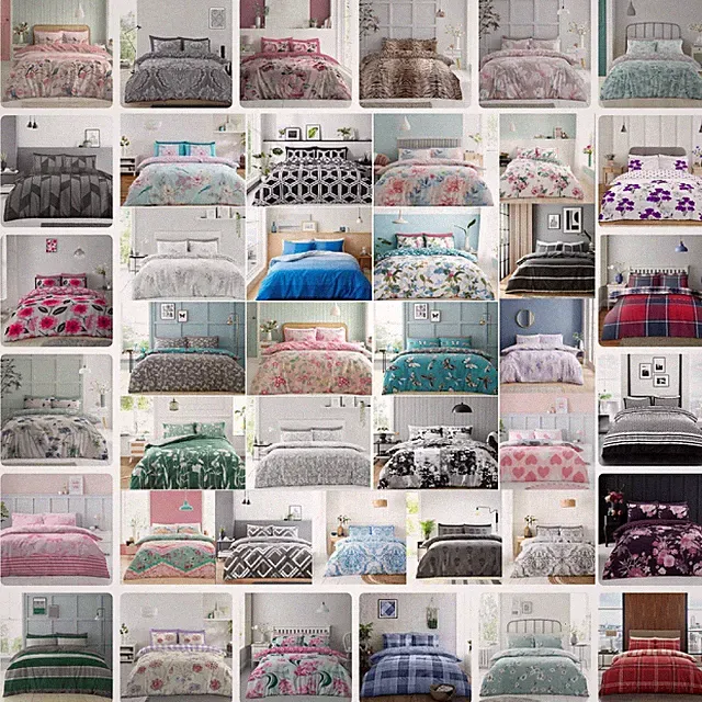 Reversible Duvet Quilt Cover Bedding Set Single Double King Size With Pillowcase