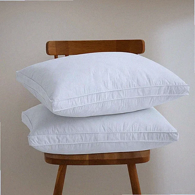 Set of 2 Goose Feathers Bed Pillows Peach Skin Cover King or Standard Size