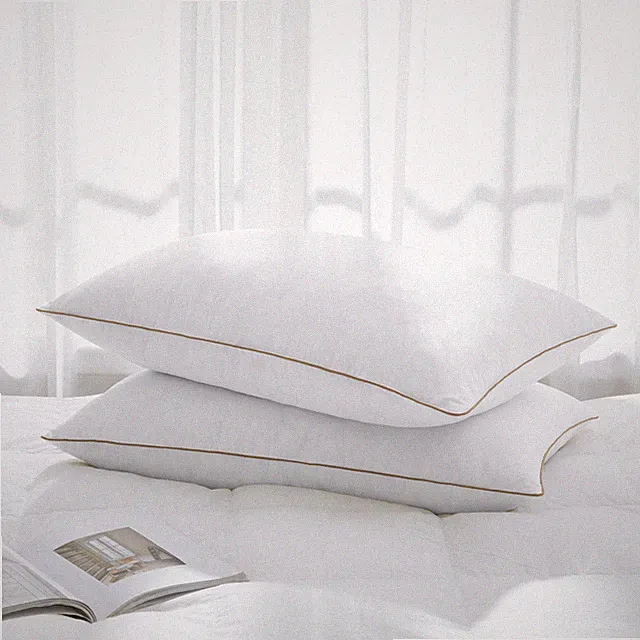 Set of 2 Soft Feather Bed Pillows, King or Queen Pillows Brethabale Cotton Cover